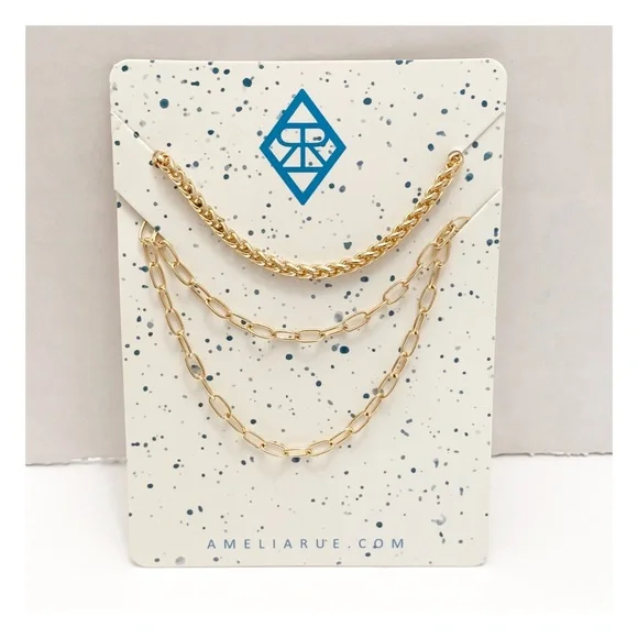Amelia Rue NEW layering necklace set gold tone - Picture 6 of 7